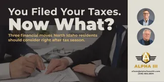 Financial advisor reviewing tax documents with client in Coeur d'Alene Idaho