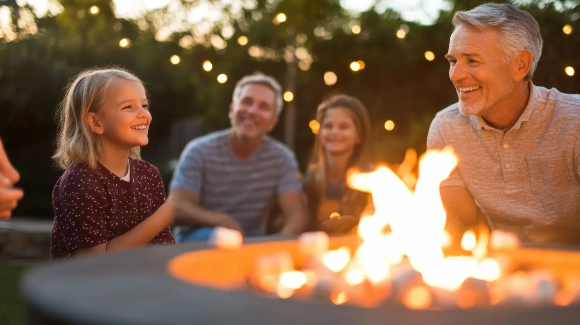 Family spending time by the fire